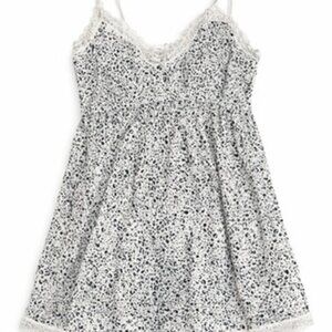 Marilyn Monroe White & Black Speckled Lace Trim Mini Dress